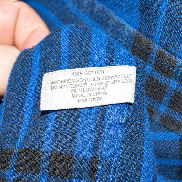 SATURDAYS SURF NYC Men's Flannel Shirt Blue Plaid Cotton Size Medium - Picture 5 of 5